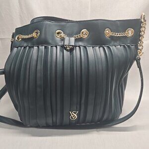 Victoria Secret Quilted/Pleated Purse with Matching Wallet Hunter Green